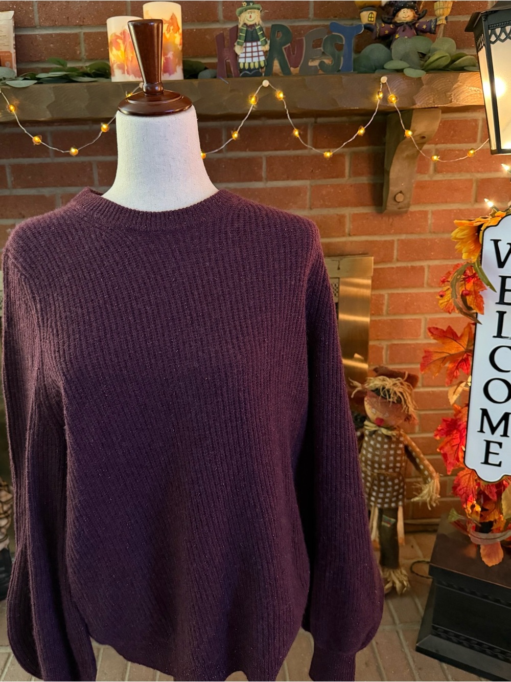 Ted Baker Giona 81% Cashmere Metallic Plum Sweater Size 4
